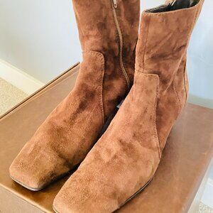Nine West Chocolate Brown Suede Boots, W 10